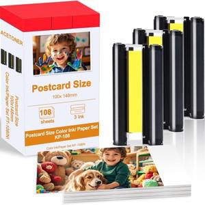 셀피 인화지 KP-108 잉크 케이스, 캐논 호환 CP1500 CP910 포토 프린터, 6 인치