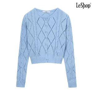 [르샵]펀칭 라운드 꽈배기 크롭 니트 가디건 (DO1CK020A)