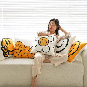 [기타][샤이닝홈] 러프 소파 쿠션(솜포함) 45x45 해피스마일 B