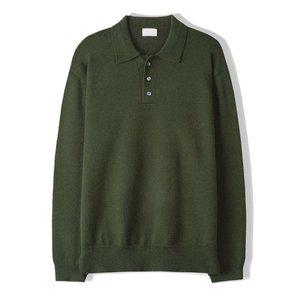 [리빌모아]남자 벤코 모달 단작 버튼 카라  니트 티셔츠 SG KN Q033 카키_P373942949