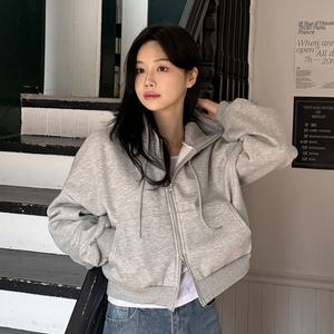 [기모안감/베이직] 멜로우 2way 크롭 기모 후드집업 3color