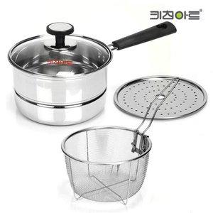 [키친아트] 미니 찜기 국수 편수냄비 16cm 라면 스텐 멀티냄비