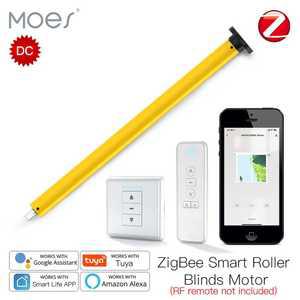 거실용커튼 MOES-ZigBee 25mm 자동 스마트 관형 롤러 블라인드 모터 RF433 원격 38mm 튜브 알렉사 홈을