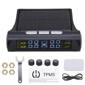 거치형 TV 모니터 태양열 무선 타이어 압력 링 시스템 TPMS LCD 자동차 경보 온도 경고 센서 4