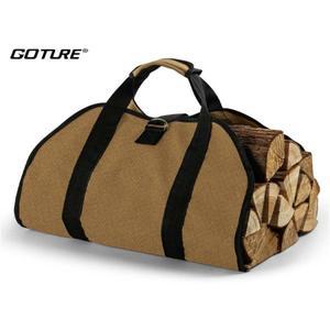 Goture 야외 장작 캐리어 튼튼한 캔버스 운반 가방 벽난로  대형 통나무 39x18 인치