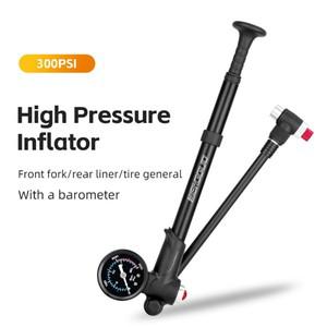 300PSI 고압 MTB 자전거 펌프 게이지  공기 팽창기 360 학위 로터리 호스 포크 리어 서스펜션 어