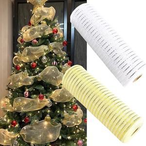크리스마스 리본 트리 장식 메쉬 Tulle 롤 패브릭 펜던트 메리 홈 2025 선물 DIY 새해