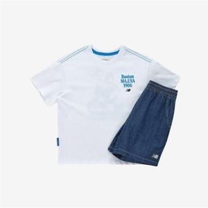 뉴발란스키즈(NB Kids) PLAY DENIM일러스트 반팔 데님 셋업 NK9YF2503UWhite