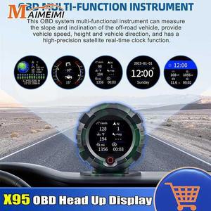 장식소품 차량용 GPS 헤드업 디스플레이 X95 OBD 수평 경사 량기 계 속도 나침반 틸트 각도 고도 위도