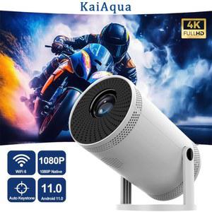 가정용 빔프로젝터 미니 휴대용 KaiAqua 새로운 FY300 프로젝터 LED 비디오 안드로이드 11 WIFI6 미러 스마트 For1080P 4K 시네마