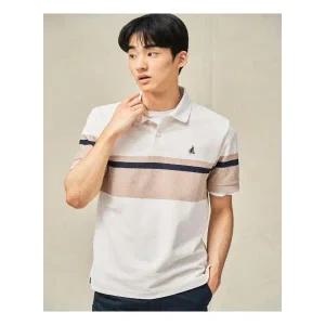 빈폴(ave) (빈폴)컬러블럭 칼라넥 반소매 티셔츠 - 아이보리 (BC5342C130) 138744