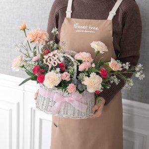 카네이션 조화 바구니 러빙유set 53cm 꽃 어버이날 스승의날 테이블 장식 감사 선물