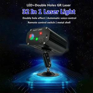 미니 DJ 디스코 라이트 파티 무대 조명 효과, 음성 제어, USB 레이저 프로젝터, 스트로브 리모컨 포함, 32