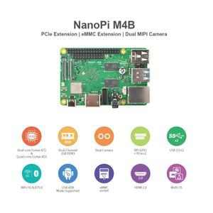 NanoPi M4B 키트 듀얼 코어 Cortex-A72, 쿼드 코어 A53 록칩 RK3399 RPI-GPIO, PCIex2 5G 와이파이 및 BT5.