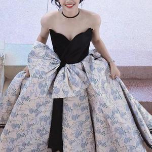교복몰 블랙 윙스 빅리본 플라워패턴 웨딩촬영 드레.