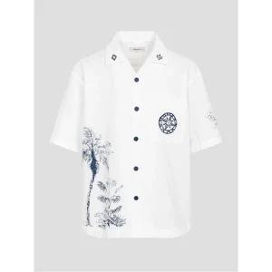 빈폴 BEANPOLE MEN 오픈칼라 자수 포인트 반소매 셔츠 화이트 BC5565C351 327325