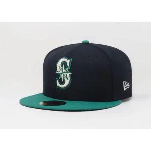 뉴에라 5950 모자 시애틀 매리너스 MLB On Field 네이비 블루 그린 피티드 미국 출발