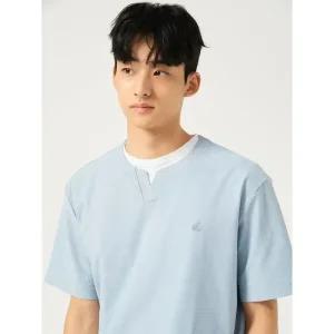 [빈폴] 메쉬 슬릿넥 반소매 티셔츠 블루 (BC5742C02P)