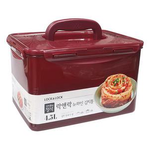 락앤락 뉴와인 핸디김치통 직사각 밀폐용기-4.5L 1개 (HPL827WN) 손잡이김치통