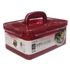 락앤락 뉴와인 핸디김치통 직사각 밀폐용기-2.6L 1개 (HPL826WN) 손잡이김치통