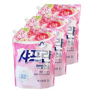 엘지 샤프란 햇빛건조 섬유유연제 핑크 플로랄 2L 3개