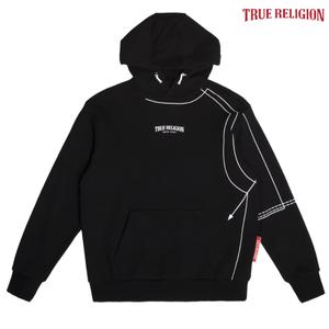 [트루릴리전][TRUE RELIGION] 라인 아트 후드 티셔츠 블랙