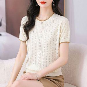 스타일아유 고급 냉장고 반팔 티셔츠 여성 얇은 아이스 니트 루즈핏 엄마옷 상의 KN1554