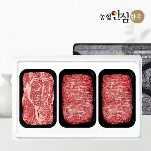 갤러리아 [농협안심한우] 1등급 한우 선물세트 3구 구이정육2호 1kg (등/불/불
