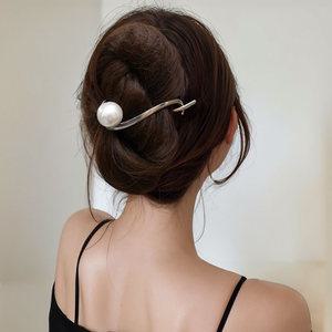 왕진주 올림머리 집게핀 반머리 반묶음 헤어클립 비녀 머리핀