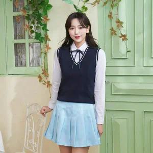 아트박스/교복몰 교복몰 보풀방지 네이비화이트라인 교복조끼 교복