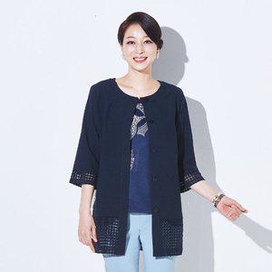 [기타][마담엘레강스] 매쉬 배색 라운드넥 재킷 K191JK09