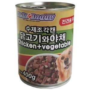 헬로도기 대용량 강아지통조림 수제조각캔 닭고기야채 400g