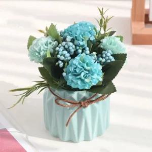 플로맨틱 수국 조화 화분 (블루)/미니화분조화/가짜꽃화분/고급조화화분/데코조화화분/생화같은조화/세련된