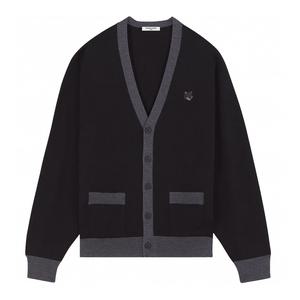 24FW 메종키츠네 볼드폭스헤드 바이컬러 가디건 블랙 NM00507KT1036 P199