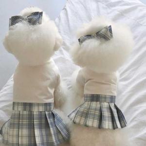 반려동물 올인원 애완동물 Jk 교복 격자 무늬 치마 강아지 옷 고양이 의류 말테 보메이 드레스 소형견