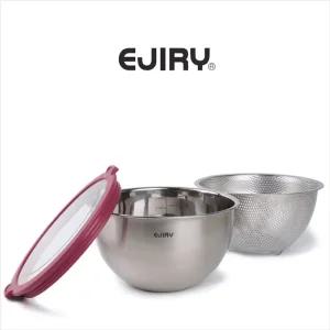 에지리 스텐콤보세트20cm/스텐리스/믹싱볼/스텐/소쿠리/세척볼/스탠볼/바구니/스덴/스테인레스/스덴볼