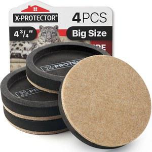 하드우드 바닥용 펠트 가구 슬라이더 X-PROTECTOR 4 PCS 4 3/4 u201D - 독특한 디자인의 가구 슬라이더 - 하드 표면용 헤비 듀티 가구 무버 - 펠트 슬라이더 - 가구를 쉽게 이동하세요!