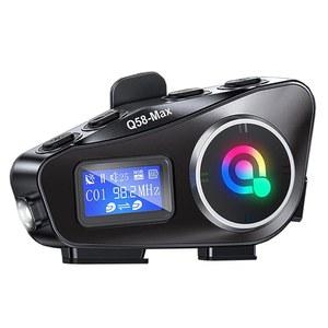 LCD 화면 및 FM 라디오 비상등이 장착된 모터사이클 블루투스 헤드셋, CVC 노이즈 캔슬링 6EQ HiFi 스테레오가 헬멧 블루투스, SD 카드 지원, BT 5.3, 1000mAh, IP65, 싱글