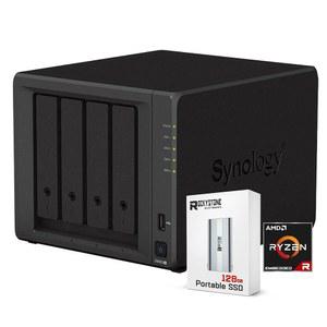Synology 디스크스테이션 DS923+ 4-Bay NAS 인클로저 서버, 네트워크 연결 스토리지, 데이터 관리 솔루션, AMD Ryzen R1600 듀얼 코어 최대 3.1GHz, (16GB DDR4 RAM | HDD, SSD 없음), 블랙