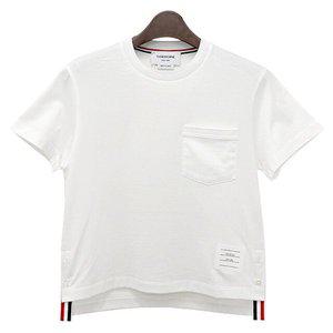 [톰브라운][명품] 톰브라운 25SS 여성 미드웨이트 저지 박시 포켓 반팔티 화이트