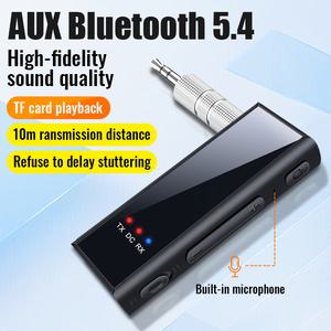 차량 블루투스 5.4 수신기 3.5mm 3.5 AUX 잭 스테레오 음악 오디오 송신기 스피커 앰프 마이크가있는 무선