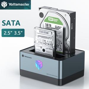Yotta 마스터 듀얼 베이 SATA HDD 인클로저 SSD 외장 2.5 3.5 인치 HD 케이스 USB 도킹 스테이션 하드 드라