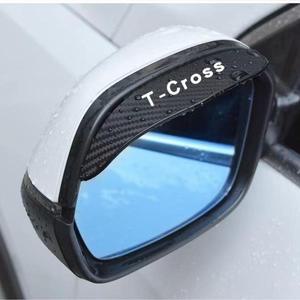 탄소 섬유 패턴 자동차 백미러 비 눈썹 눈부심 방지 커버 폭스바겐 Vw TCROSS 액세서리 2 개