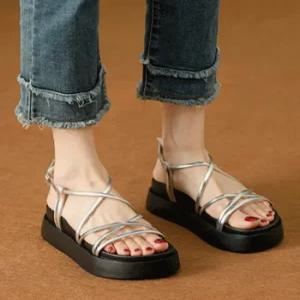 더구두 플랫폼 밴딩 스트랩 통굽 샌들(5cm)-6268