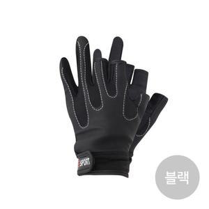 [MENKMPM8_53DF]낚시복장 스포츠 두손가락 장갑 블랙 S06
