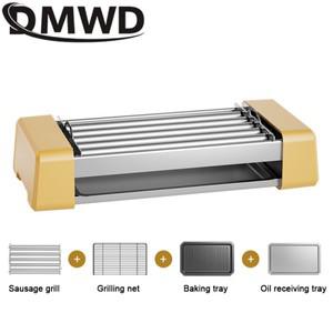 DMWD 회전식 소시지 기계 다기능 전기 바베큐 그릴 핫도그 가열 옥수수 메이커 3 인 1 5 로드