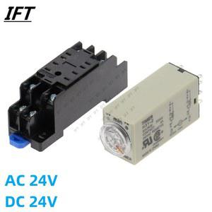 오네이 릴레이 H3Y AC 24V 타이밍 지연 켜기 5M POWER LOGIC 베이스 소켓 타이머 30S 60S 10S 10M 1S 회전식 30M DPDT 포함 손잡이 시간 5S