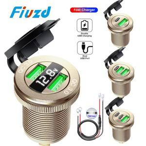 3.0 듀얼 USB 고속 자동차 충전기 소켓 액세서리 보트 해양 RV 오토바이 12V 전원 콘센트