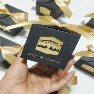 6 6x6 5x6 5cm 검은 사탕 상자 Hajj Mubarak 및 Umrah Mubarak 라마단 무바라크 Eid 파티 장식