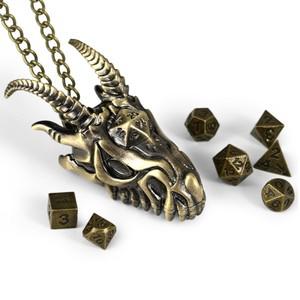 드래곤 목걸이 주사위 케이스와 7pcs DND 미니 세트 RPGMTG테이블 게임보드 대 한 다면체 금속